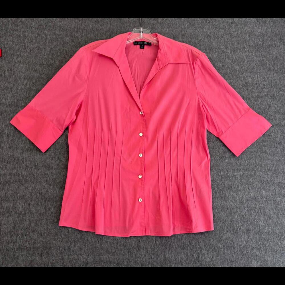 Lafayette 148 New York Pink Short Sleeve Blouse - Size 10